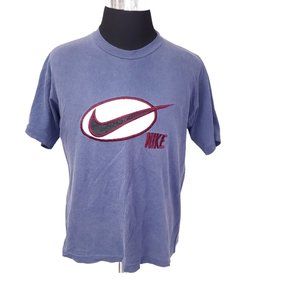 Expressions Mens XL Blue Nike Spellout Leather Type Logo Short Sleeve T-Shirt